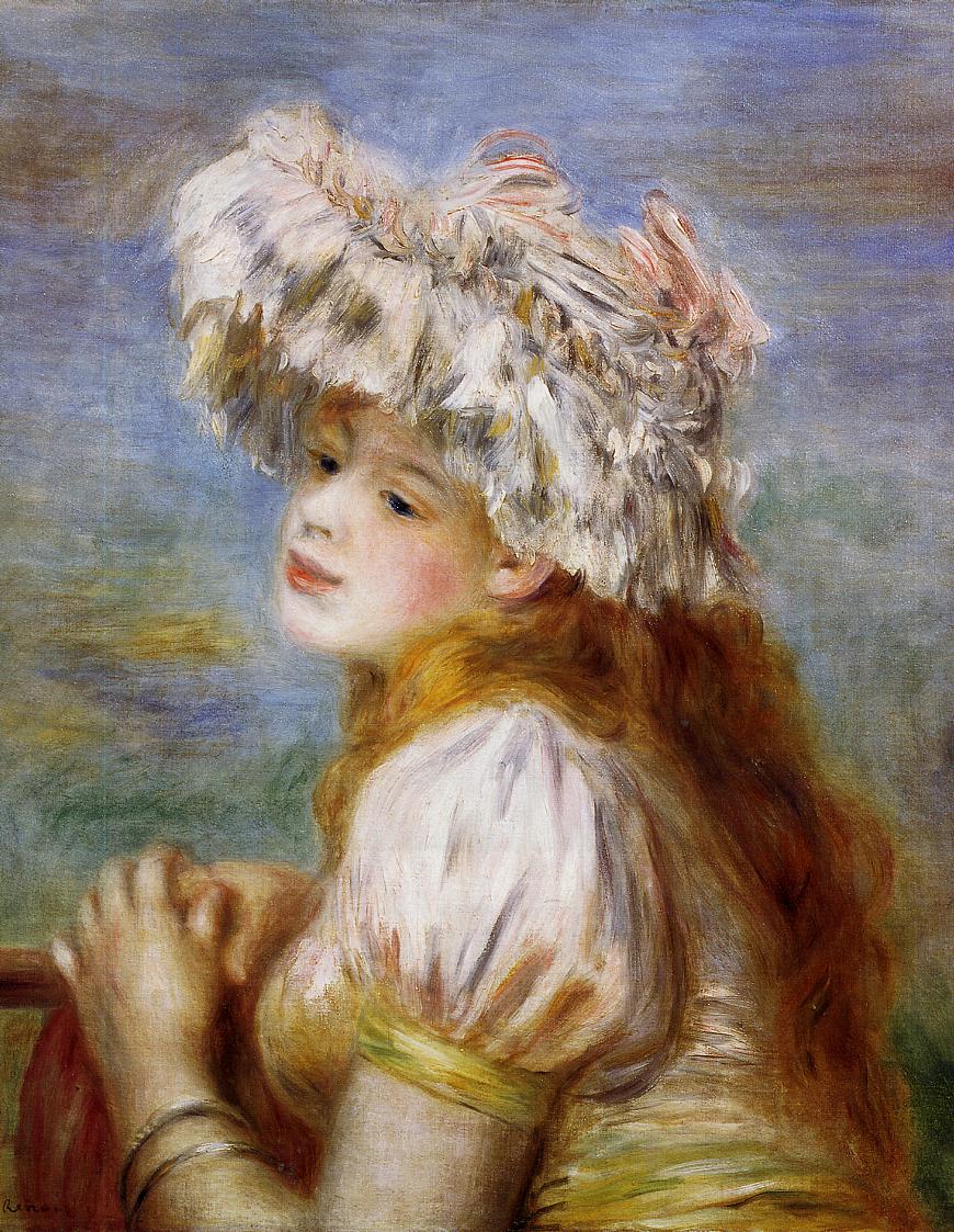 Girl in a Lace Hat - Pierre-Auguste Renoir painting on canvas